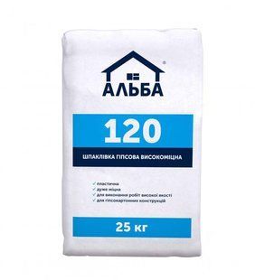Шпаклівка&nbsp;гіпсова&nbsp;високоміцна&nbsp;Альба&nbsp;"120"&nbsp;25&nbsp;кг 3302 3302-4481 фото