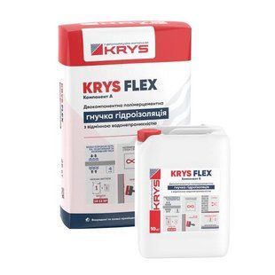 KRYS Flex двокомпонентна гідроізоляція колір білий комплект 25кг мішок+ 10кг каністра 48135 48135-6636 фото