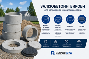 Залізобетонні вироби для облаштування колодязів: кільця, днища та люки фото